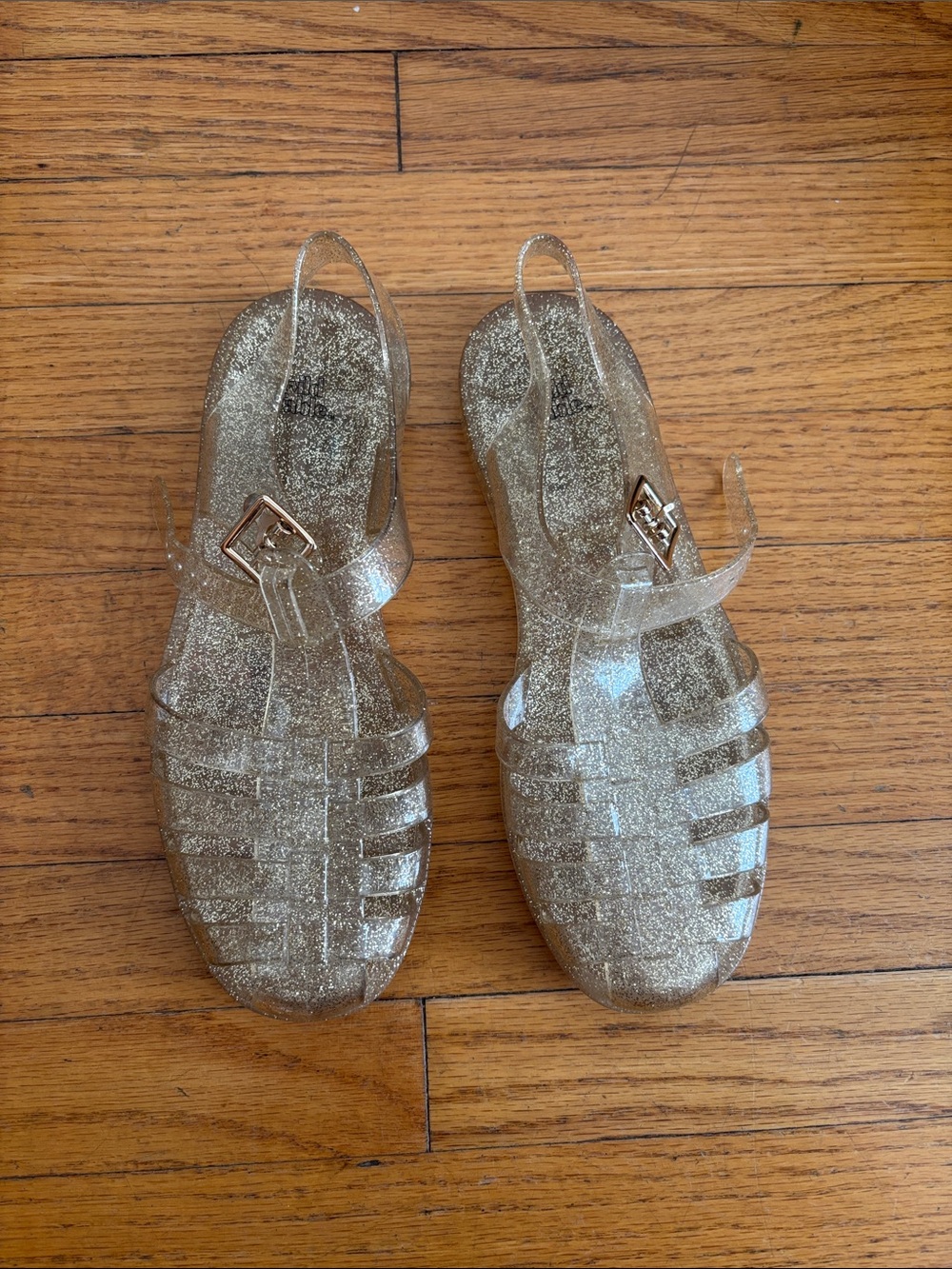 wild fable Gold Glitter Jelly Sandals with Buckle
